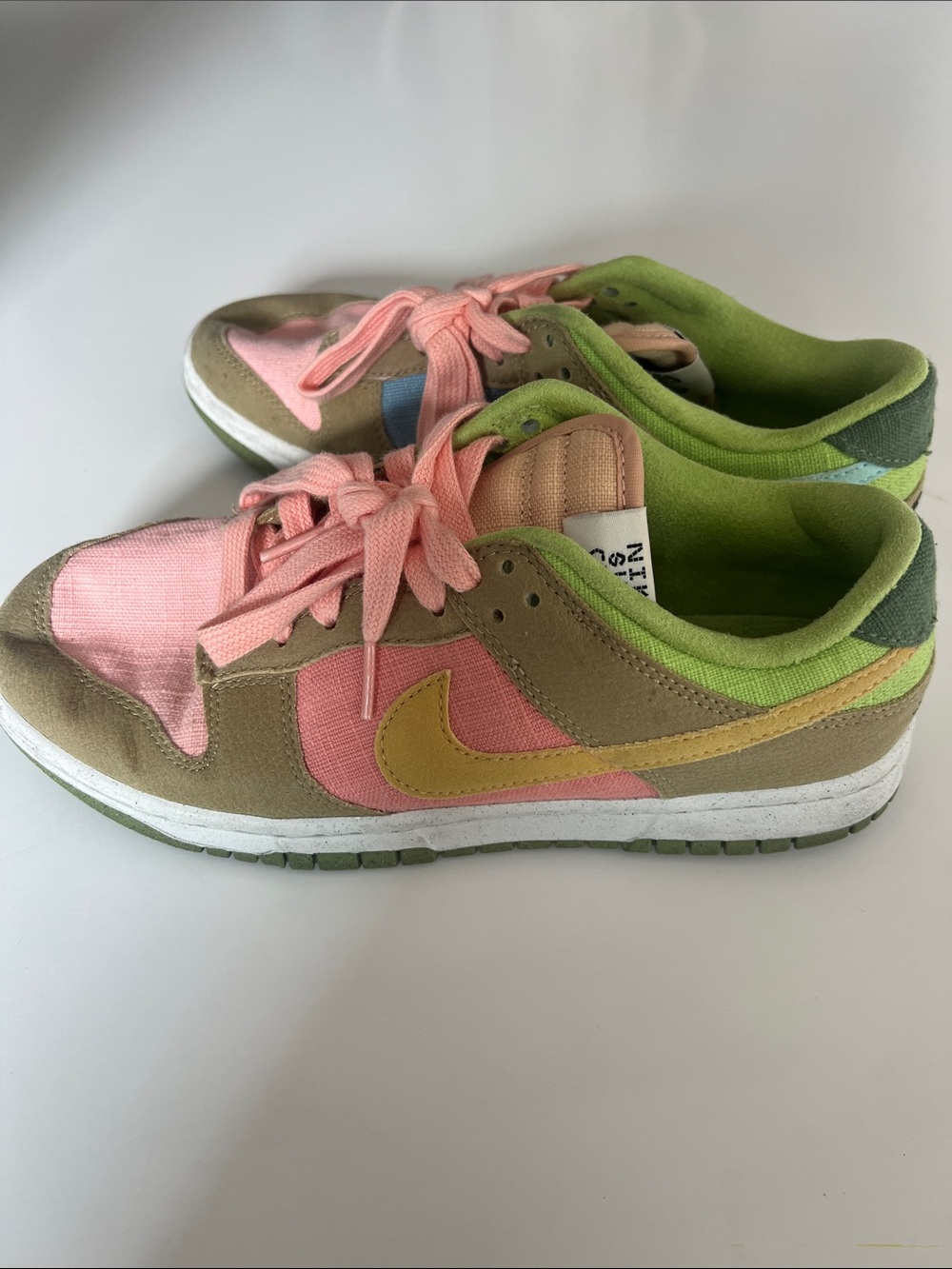Nike Sun Club Low-Top Colorblock Sneakers in Pink, Olive & Lime